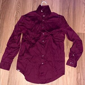 Calvin Klein Men's Burgundy Casual Button Down Shirt
